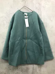 新品 any FAM エニィファム ノーカラー ジップ ジャケット アウター コート sizeF/グリーン ◆■◎レディース