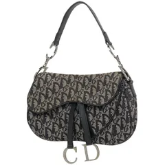 【在庫一掃】 クリスチャンディオール Christian Dior トロッター柄 サドルバッグ ハンドバッグ ワンショルダー ショルダーバッグ キャンバス ブラック レディース 【中古】