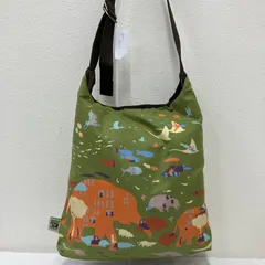 9663　HUNTING WORLD　ハンティングワールド　 ショルダーバッグ　斜めがけ　リバーシブル　 ボルネオチャリティー　ブラウン×グリーン系　 レディース
