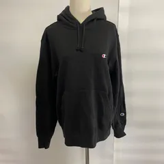 【Y-60】Champion チャンピオン パーカー ブラック Lサイズ ワンポイントロゴ フーディー 定番 人気