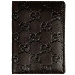 【在庫一掃】 グッチ GUCCI グッチシマ カードケース パスケース 名刺入れ シグネチャー カードケース シマレザー ブラウン 146230 メンズ 【中古】