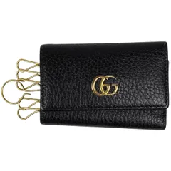 【在庫一掃】 グッチ GUCCI GGマーモント 6連 キーケース ダブルG キーフック キーケース レザー ブラック 456118 レディース 【中古】