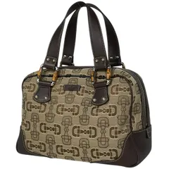 【在庫一掃】 グッチ GUCCI ホースビット柄 ハンドバッグ 手提げ バンブー ハンドバッグ キャンバス ブラウン 248271 レディース 【中古】