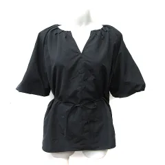 アズールバイマウジー AZUL by moussy シャツ ブラウス プルオーバー バルーン袖 五分袖 S 黒 ブラック /YI