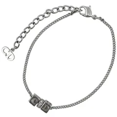 【在庫一掃】 クリスチャンディオール Christian Dior ロゴ ラインストーン ブレスレット 腕輪 キューブ ブレスレット シルバーメッキ シルバー レディース 【中古】