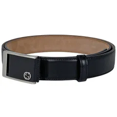 【在庫一掃】 グッチ GUCCI インターロッキングG ベルト ロゴ レザー ブラック メンズ 【中古】
