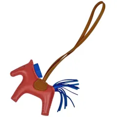 【在庫一掃】 エルメス HERMES ロデオ PM ストラップ バッグチャーム レザー ブラウン ブルー レッド レディース 【中古】