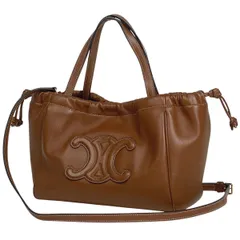 【在庫一掃】 セリーヌ CELINE スモール カバ ドローストリング バッグ キュイル トリオンフ 2WAY ショルダーバッグ 巾着型 ハンドバッグ レザー ブラウン レディース 【中古】