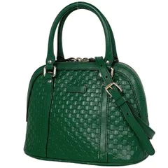 【在庫一掃】 グッチ GUCCI マイクログッチ シマ ハンドバッグ 2WAY ショルダーバッグ シグネチャー ハンドバッグ レザー グリーン 449654 レディース 【中古】