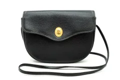 クリスチャン ディオール ヴィンテージ ショルダーバッグ ポシェット CD金具  ゴールド金具 レザー 黒 ブラック Christian Dior 5004h