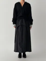 딕션 ダブルラップ ボタンSK (春新商品, ロング丈スカート, ヘビーナイロン, モダンシック, ユニーク)