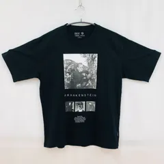 古着　美品　GU　ジーユー　メンズ　Tシャツ　コットン100％　黒色　L　ユニバーサルスタジオ　コラボ　フランケンシュタイン　映画　ムービー　キャラ　カジュアル　クルーネック　アメカジ　大判プリント　ビッグプリント　大人　グラフィック　人気　ポピュラー