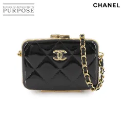 未使用 展示品 シャネル CHANEL マトラッセ がま口 チェーン ショルダー カードケース 名刺入れ エナメル ブラック AP2242 90311121