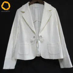 #axc レリアン Leilian ジャケット 13+ 白 大きいサイズ リボン 薄手 麻混 レディース [977110]