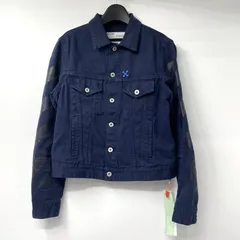 【中古】OFFWHITE テープデニムジャケット サイズ40 ネイビー オフホワイト[17]のサムネイル