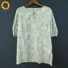 #s レリアン Leilian シャツ ブラウス 11 ベージュ系 マルチ ペイズリー コットン 五分袖 イタリア製生地 日本製 レディース [957480] k01