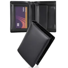 【新品】[JPILST] 財布 メンズ 2つ折り 本革 RFIDスキミング防止 コンパクト 使いやすい 大容量 さいふ 二つ折り財布 メンズ 薄型 カード 8 枚収納 ブック型透明カードポケット 一流の職人が作る 折りたたみさいふ 紳士用 父の日プレゼント ギ