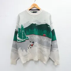 L/古着 GANT 長袖 セーター メンズ 90年代 90s ホッケー コットン クルーネック 薄ベージュ他 25dec25