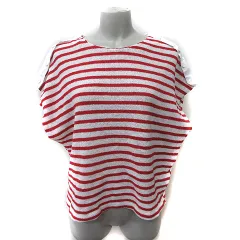 ザラ ZARA カットソー ボーダー フレンチスリーブ 白 ホワイト 赤 レッド /YI