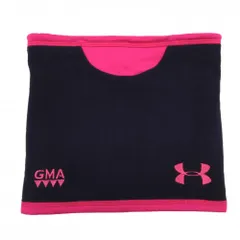 【超美品】アンダーアーマー ネックウォーマー 黒×ピンク ロゴ刺しゅう ドローコード 表起毛   ゴルフウェア UNDER ARMOUR