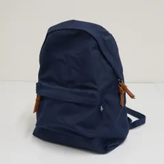 POLO RALPH LAUREN ポロラルフローレン レザートリムバックパック USED美品 鞄 リュック ネイビー X9221