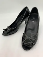 SUCCESS WALK サクセスウォーク エナメル ヒール オープントゥ パンプス size22? E/黒 ■■ レディース