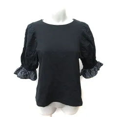 レトロガール RETRO GIRL カットソー 切替 七分袖 ベルスリーブ M 黒 ブラック /YI