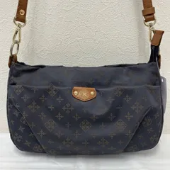 9637　russet　ラシット　ショルダーバッグ　 斜めがけ　紐調節可能　モノグラム　 総柄　ネイビー×ブラウン系　紺　茶　 ナイロン　レザー　レディース