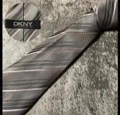 DKNY  グレー シルク ネクタイ[MSE178]