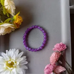 ハンドメイドビーズブレスレット／パープル／17cm／レディース