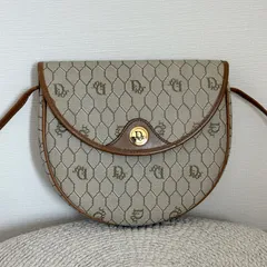 【極美品】クリスチャンディオール ショルダーバッグ ハニカム PVC ベージュ ブラウン ゴールド金具 レディース Christian Dior Vintage Honeycomb Monogram Shoulder Bag Beige 22360