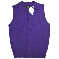 新品 BEAMS PLUS ビームスプラス Button Knit Vest Solid ボタン ニットベスト 11-05-0125-048 M PURPLE セーター ウール トップス g25372