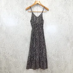 Ada. エイダ キャミロングワンピース レオパード柄 アニマル柄 ウエストゴム ブラック ホワイト Fサイズ □〇