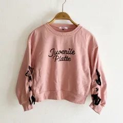 トレーナー PINK-late ピンクラテ 袖テープリボン付き スウェット クルーネック ピンク キッズ XS 150 子供服 女の子