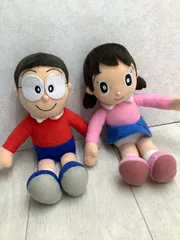 A12 昭和レトロ ドラえもん のび太くん しずかちゃん ぬいぐるみ 全長約25㎝ 当時物 現状品