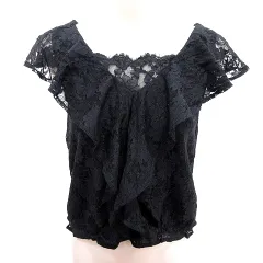 ナイスクラップ NICE CLAUP コンティニューデ continuer de シャツ ブラウス ノースリーブ 総柄 F 黒 ブラック /RT