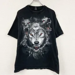 古着 used　～00s　SPIRAL　半袖Tシャツ　アニマルT　Wolf　オオカミ　ヴィンテージ　黒　ブラック　2XLサイズ【値引き交渉OK！】
