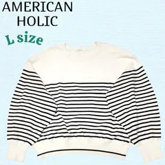 AMERICAN HOLIC ドロップショルダー バルーン袖 ニット ドルマン袖 ボーダー コットン100％