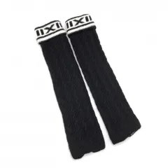 【美品】フィラゴルフ レッグウォーマー 黒×白 ケーブル編み 裏フリース レディース  ゴルフウェア FILA GOLF