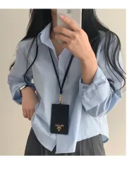 ライトブルー クロップド シャツ