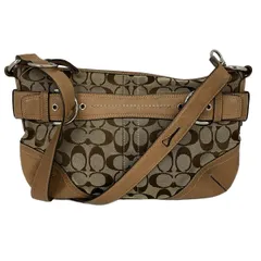 COACH(コーチ) ショルダーバッグ ハンプトンズシグネチャーソフトダッフル F07077 カーキ×ライトブラウン レザー