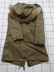 ◇ ⊇ モッズコート ファー付きフード ミリタリーカーキ Mサイズ レディース E  【1512020006867】