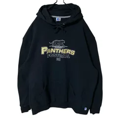 2XL ブラック 黒 パーカー ラッセルアスレティック パンサーズ リバースウィーブ スウェット レディース ユニセックス メンズ 古着 長袖 CHM