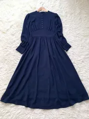 NATURAL BEAUTY BASIC  ネイビー 長袖 ロングワンピース M