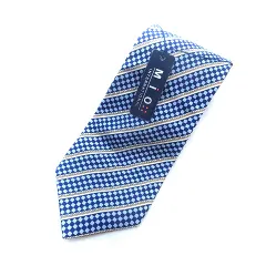 ミオ MIO INTERNATIONAL ネクタイ レギュラータイ ストライプ 総柄 絹 シルク 紺 ネイビー /AU ●RY