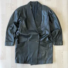 日本製 ブラック 黒 本革 ヴィンテージ シープスキン コート 羊革 レザー 革ジャン 昭和レトロ