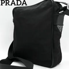 【極美品】プラダ PRADA テスート ナイロン ショルダーバッグ 三角ロゴ 白タグ ブラック 黒色 肩掛け 斜め掛け クロスボディ メンズ レディース ユニセックス かばん 鞄