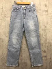 UNE MANSION ユヌマンション バックカット ダメージ ハイウエスト 裾スリット デニムパンツ sizeM/水色 ■■ レディース