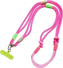 ADOSSY スマホ ストラップ ロープ ネックストラップ 肩掛け 首掛け 斜め掛け iPhone 対応 分割可能 全機種対応 3way (フューシャピンク)