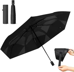 KOKODAKE 形状記憶で3秒収納持ち歩ける日陰 日傘 遮光 ひんやり遮熱 UVカット率100% 現役皮膚科医監修 折りたたみ傘 ワンタッチ 自動開閉 超軽量 コンパクト 紫外線遮断 耐風撥水 晴雨兼用 折り畳み傘 レディース (ブラック)